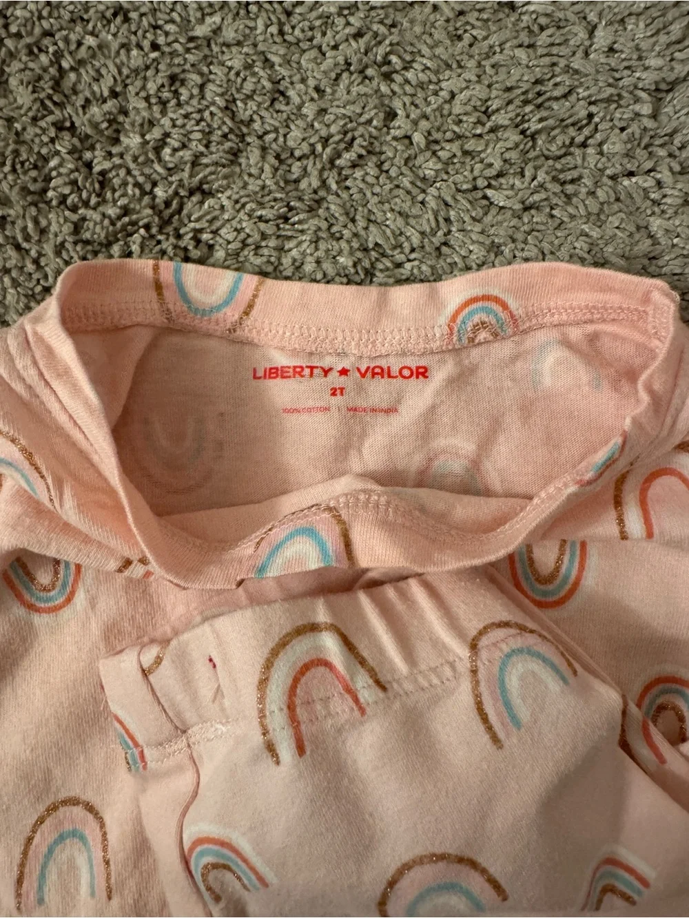 liberty Pink Rainbow Print Kids Matching Set